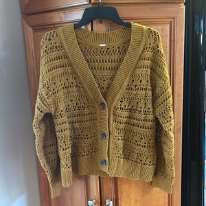 Women’s button down v-neck cardigan sweater, size large, fall/winter, brown